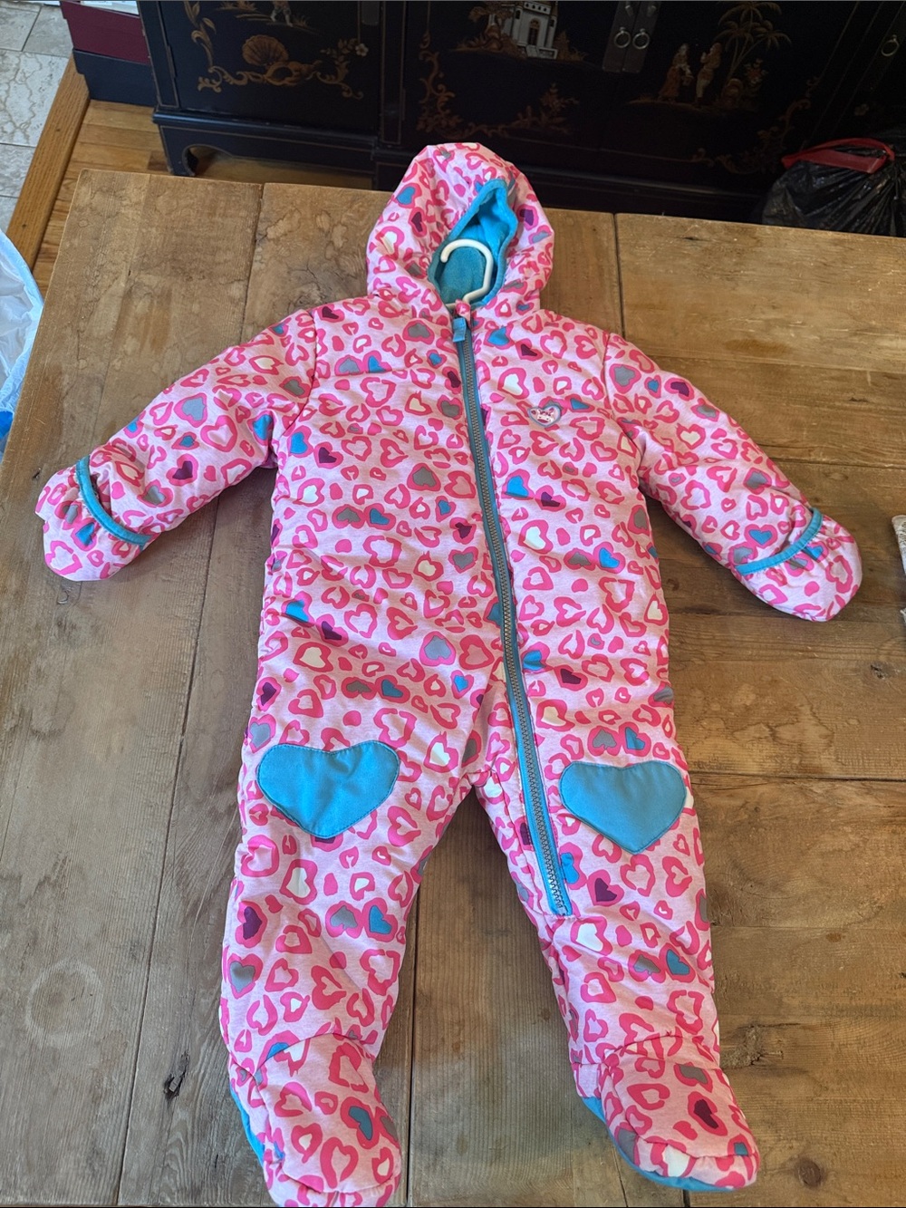 Wippette Pink Heart-Print Hooded Sleep Sack with Blue Heart Accents